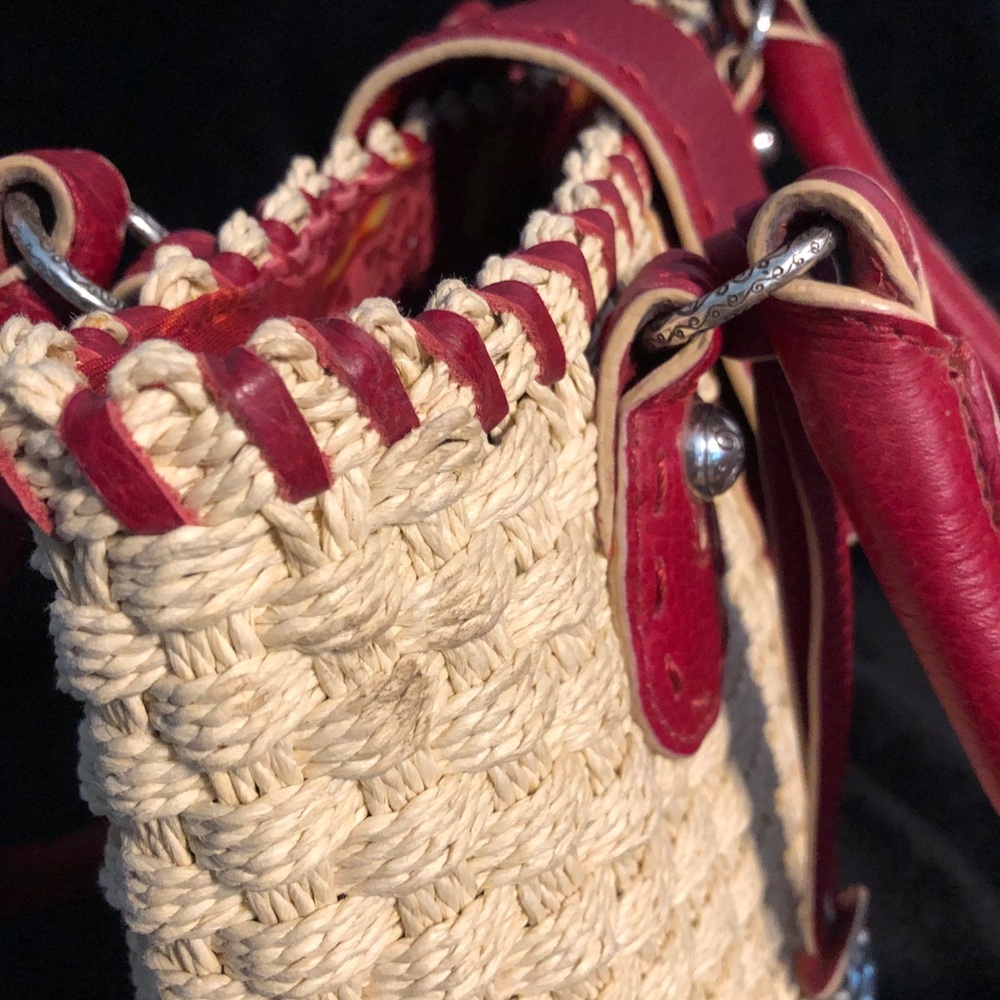 Brighton Red and Tan Woven Straw Bag - Picture 8 of 11